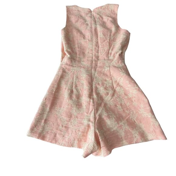 Lavender Brown Pink & Cream Textured Sleeveless Romper With Cutout Waist - Picture 2 of 9